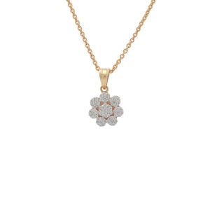 Floral Diamond Pendant Set in Yellow Gold