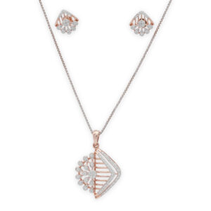 Contemporary Floral Diamond Pendant Set