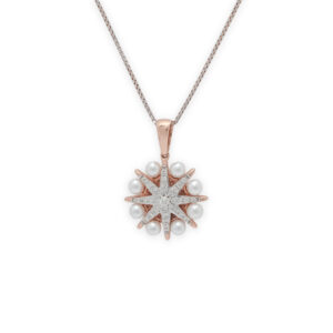 Rose Gold Starburst Pearl Pendant Set