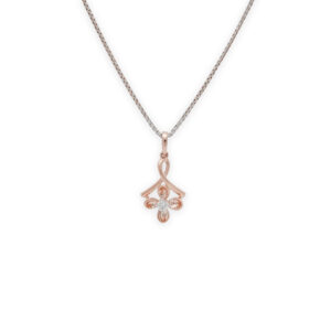 Delicate Rose Gold Diamond Floral Pendant Set