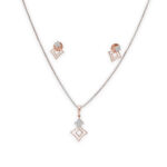 Geometric Diamond Pendant Set in Rose Gold for Daily Elegance
