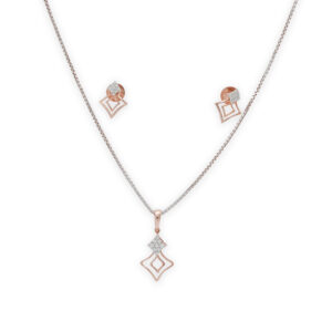 Geometric Diamond Pendant Set in Rose Gold for Daily Elegance