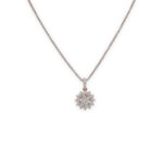 Floral Cluster Diamond Pendant in Rose Gold Finish