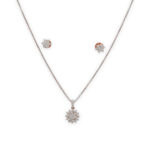 Floral Cluster Diamond Pendant in Rose Gold Finish