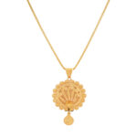 Traditional Gold Pendant with Floral Filigree and Hanging Drop Charm
