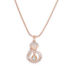 Graceful 18KT Rose Gold Pendant Set with Mint Green Stone