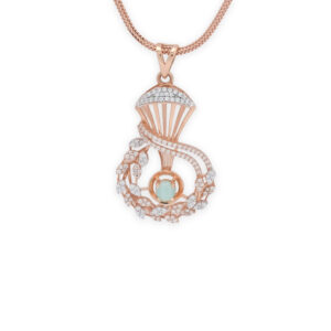 Graceful 18KT Rose Gold Pendant Set with Mint Green Stone