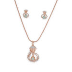 Graceful 18KT Rose Gold Pendant Set with Mint Green Stone