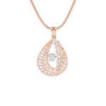 Rose Gold Teardrop Pendant Set with Mint Stone and Diamond Accents