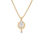 Contemporary Gold Circle Pendant Set with Sparkling CZ Detailing