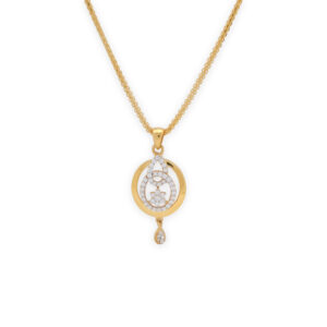 Contemporary Gold Circle Pendant Set with Sparkling CZ Detailing