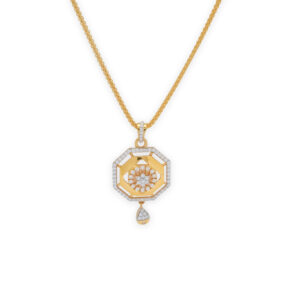 Elegant Octagonal Gold Pendant Set with Matching Earrings