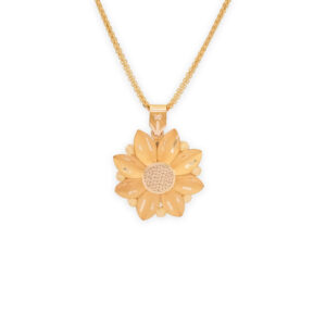"Elegant Sunflower Set in Gold – Necklace & Earrings"