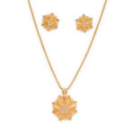 "Elegant Sunflower Set in Gold – Necklace & Earrings"