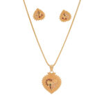 Traditional Heart Pendant Necklace Set with Earrings for Women