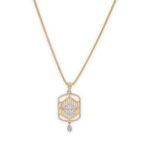 Stylish Dual-Tone Geometric Pendant Necklace Set with CZ Stones for Women