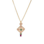 Heritage Kundan Pendant Set with Ruby Emerald Accents