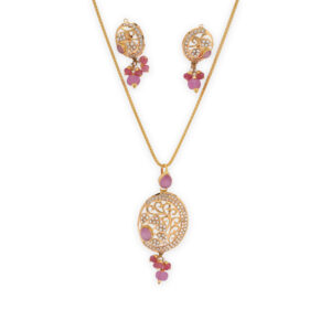 Rose Radiance Filigree Pendant Set