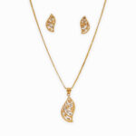 Sparkling Leaf Twist Pendant Set