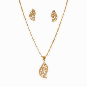 Sparkling Leaf Twist Pendant Set