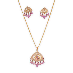 Blush Radiance Crescent Pendant Set