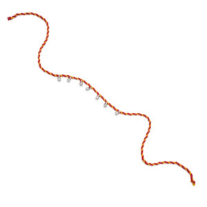 Traditional Beaded Mauli Anklet with Silver Droplets