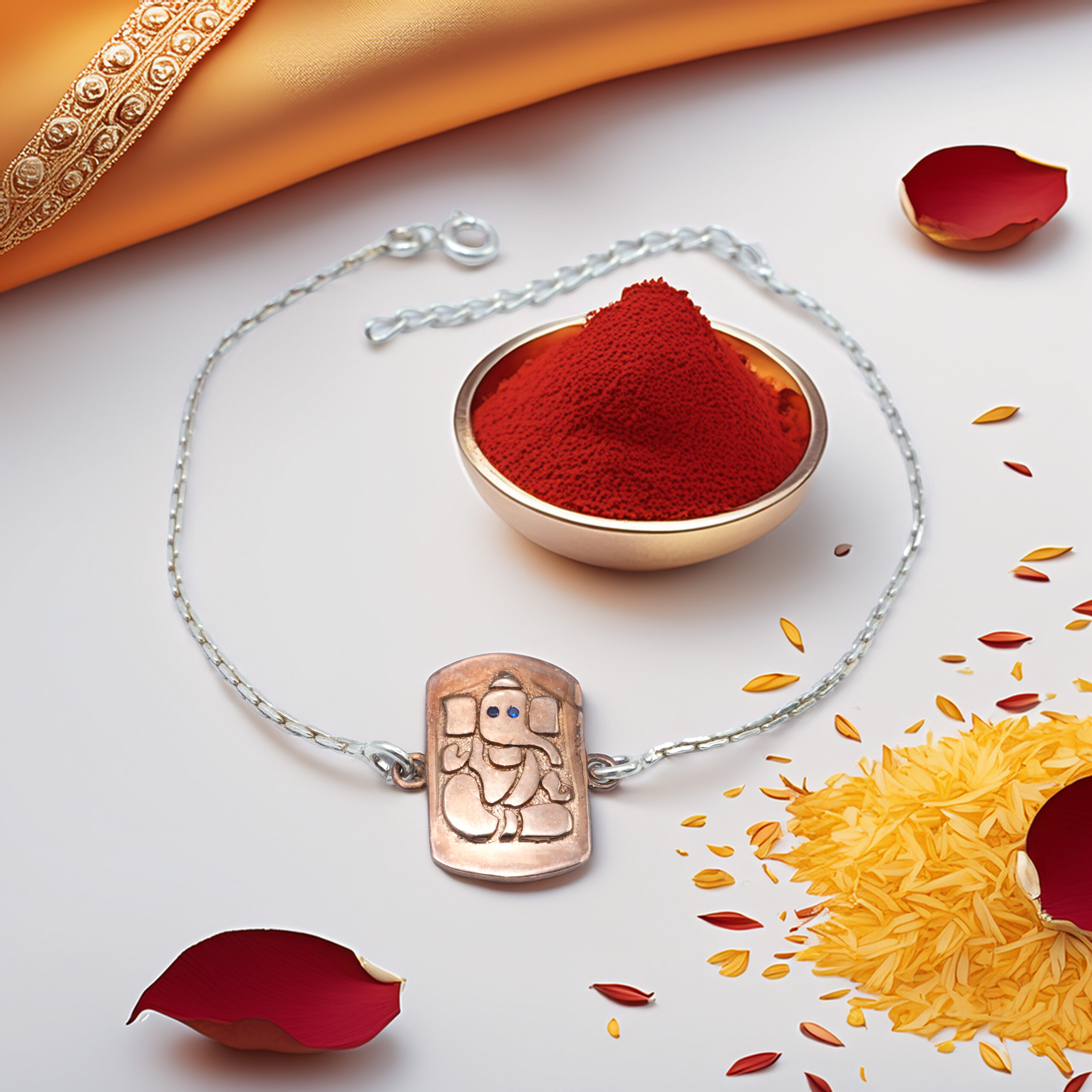 Divine Lord Ganesha Bracelet with Dual-Tone Metal Charm Divine Lord Ganesha Bracelet with Dual-Tone Metal Charm