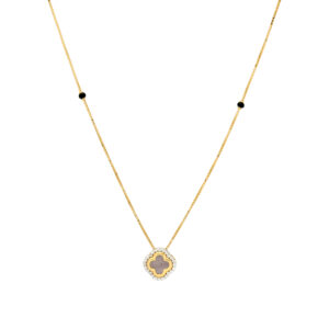 Modern Gold Mangalsutra with Clover Pendant and Diamond Accents
