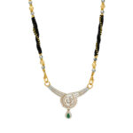 Elegant Gold Mangalsutra with Emerald Drop Pendant