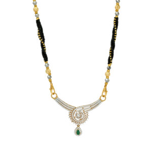 Elegant Gold Mangalsutra with Emerald Drop Pendant