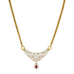 Elegant Gold and Diamond Necklace with Ruby Pendant