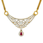 Elegant Gold and Diamond Necklace with Ruby Pendant