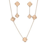 Elegant Floral Necklace & amp; Earring Set in Rose Gold Finish