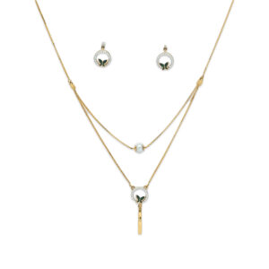 Elegant Dual-Layer Butterfly Charm Necklace Set
