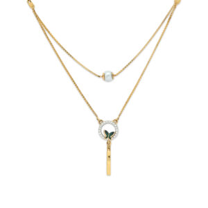 Elegant Dual-Layer Butterfly Charm Necklace Set