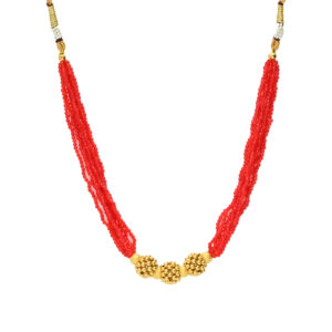 Traditional Red Beaded Gold Necklace