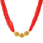 Traditional Red Beaded Gold Necklace