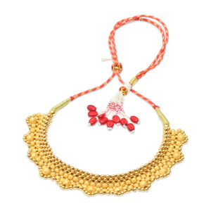 Gold Beaded Lightweight Necklace with Adjustable Thread