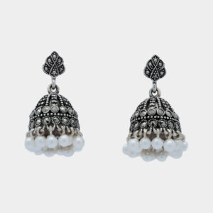 Dome Jhumka Earrings with White Pearl Beads