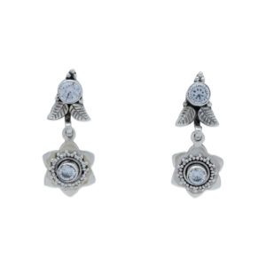 Drop Earrings with White Crystal Stones
