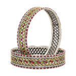Handcrafted Multicolor Enamel Silver Bangles