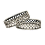 Intricate Lattice Silver Bangles