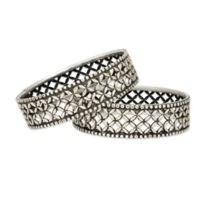 Intricate Lattice Silver Bangles
