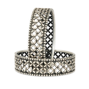 Intricate Lattice Silver Bangles