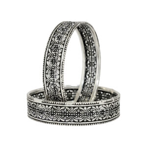 Antique Silver Floral Bangles