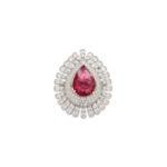 Radiant Elegance: Ruby Teardrop Brooch