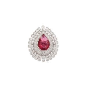 Radiant Elegance: Ruby Teardrop Brooch