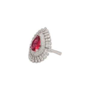 Radiant Elegance: Ruby Teardrop Brooch