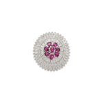 Radiant Ruby & Diamond Floral Brooch