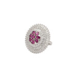 Radiant Ruby & Diamond Floral Brooch